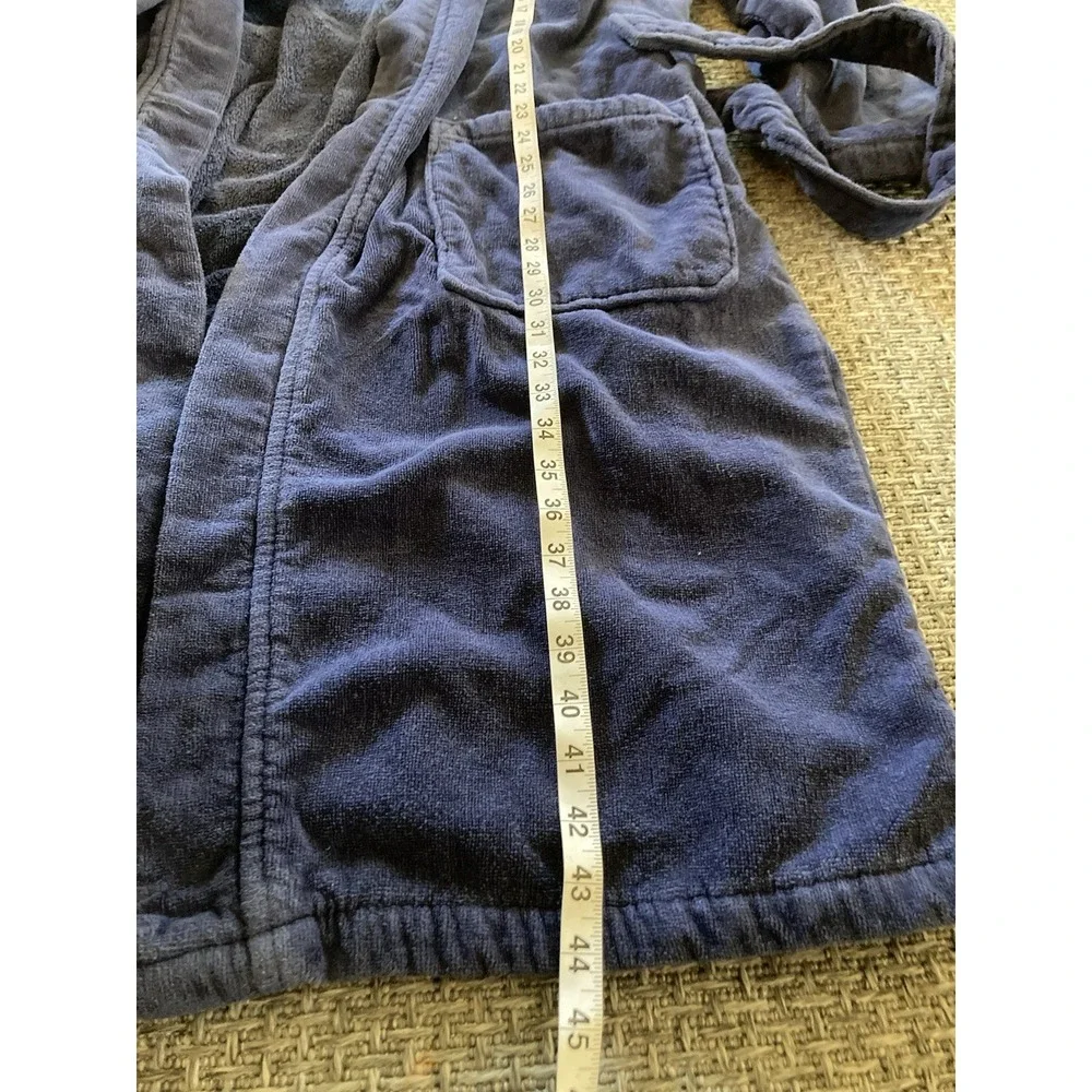 Polo Ralph Lauren Heavy Robe Men's S/M Blue Terry Cotton Bathrobe Belted Lounge